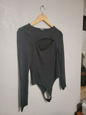 Express Black Long Sleeve Cutout Bodysuit